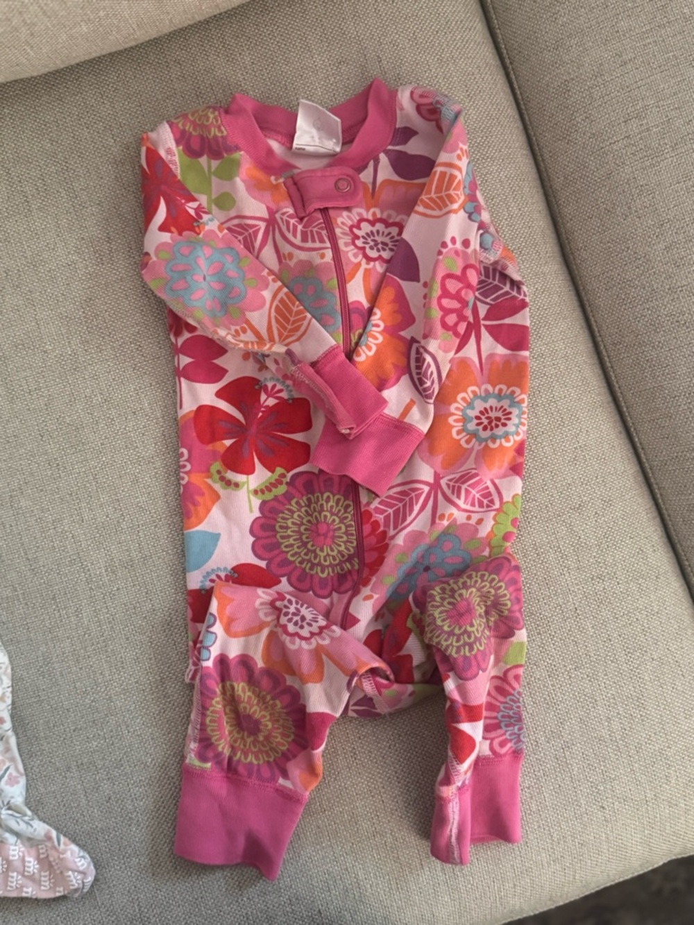 Hannah Andersson Pink Floral Girls' One-Piece Sleeper